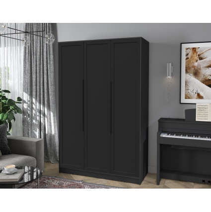 Шкаф распашной Тренд КТ-Ш3 (Антрацит ЛДСП/ Черный ЛМДФ) Ш1360 В2128 Г547 Шкаф распашной Тренд КТ-Ш3 (Антрацит ЛДСП/ Черный ЛМДФ) Ш1360 В2128 Г547